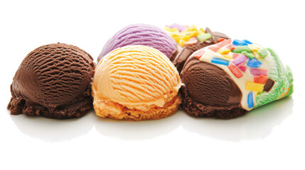 Poster - Colorful Ice Cream Scoops Displayed on a Surface Generative AI