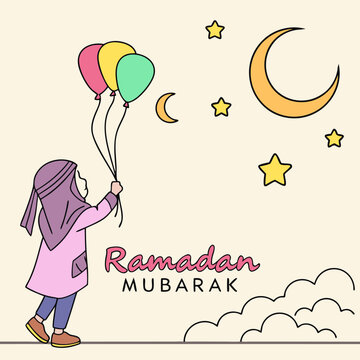 Ramadan Mubarak, Ramadan Kareem silhouette vector illustration on white background. ramadan kareem typography	
