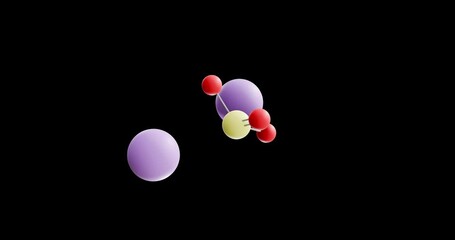 Wall Mural - Potassium sulfite molecule, rotating 3D model of e225, looped video on a black background