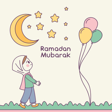 Ramadan Mubarak, Ramadan Kareem silhouette vector illustration on white background. ramadan kareem typography	
