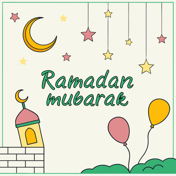Ramadan Mubarak, Ramadan Kareem silhouette vector illustration on white background. ramadan kareem typography	
