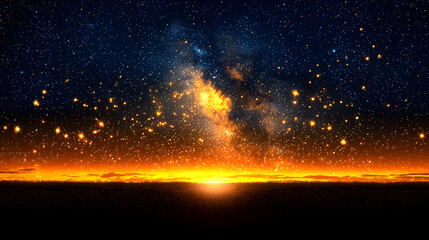 Wall Mural - celestial sunrise with floating lights