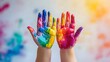 © rehan - Colorful painted hands child art creation