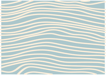 Poster - Blue and beige diagonal wavy lines seamless pattern. Simple vector abstract liquid stripes background. Funky groovy texture with diagonal waves, fluid shapes, flow. Stylish repeated decorative design