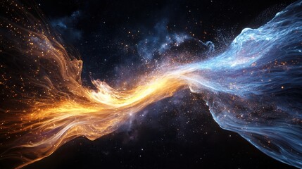 Fototapete - Dynamic visualization of digital data streams abstract space colorful particles cosmic environment artistic viewpoint data flow concept