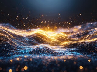 Fototapete - Dynamic streams of colorful digital data flowing through space abstract visualization cosmic environment artistic viewpoint futuristic concept