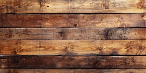 Wall Mural - Wooden plank texture featuring rich brown hues, horizontal arrangements, ideal for background designs with ample space for text or graphics.