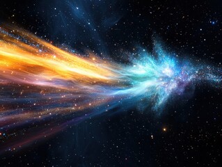 Poster - Dynamic flow of colorful digital data streams in cosmic space abstract visualization sci-fi theme artistic environment vibrant viewpoint