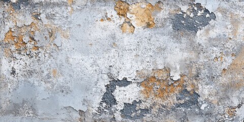 Poster - Abstract textured background of weathered cement in gray and beige tones with peeling layers and intricate patterns prominently displayed.