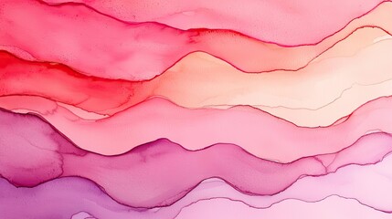 Wall Mural - Glazed watercolor idea. Abstract watercolor waves in shades of pink and purple, perfect for creative projects.