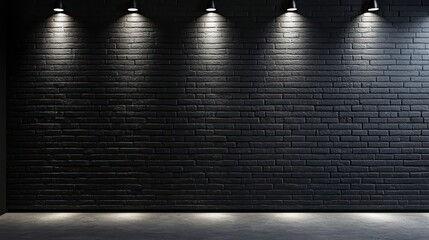 Poster - Dark brick wall background with spotlights.
