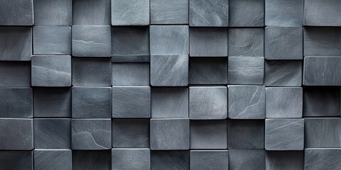 Wall Mural - Gray stone grid texture layout with systematically arranged squares in various shades of gray creating a subtle, modern pattern backdrop.