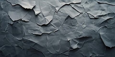 Wall Mural - Crinkled gray paper background with varying shades of gray and deep wrinkles creating a textured and layered appearance throughout the composition