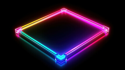 Poster - Vibrant 3D Neon Frame with Glowing Edges in an Elegant Suspended Design