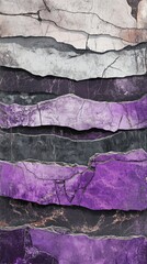 Poster - Layered Textures of Cracked Stone Surfaces in Shades of Purple, Gray, and White