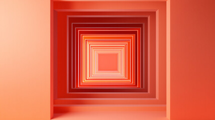 Poster - A vibrant, geometric pattern of nested squares in varying shades of red, creating a sense of depth and perspective.