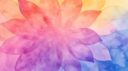 Wall Mural - Mandala watercolor idea. A vibrant, colorful abstract floral background in soft watercolors for artistic use.