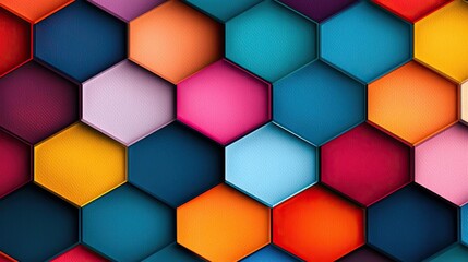 Wall Mural - Hexagonal watercolor concept. Colorful hexagonal pattern creating a modern and vibrant background for design.