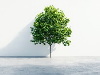 Poster - Minimalist tree in natural light modern architecture nature photography bright indoor environment low-angle perspective minimalism concept