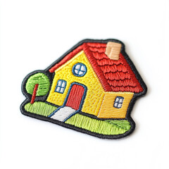 a home logo embrodiery patch on white background.