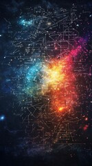 Poster - Cosmic equations and mathematical formulas illustrating the universe's mysteries, vibrant colors of space, intricate diagrams, and scientific notations