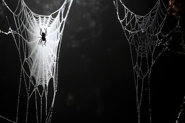 Aufkleber - A close-up of a spider web with a spider sitting in the center, looking out
