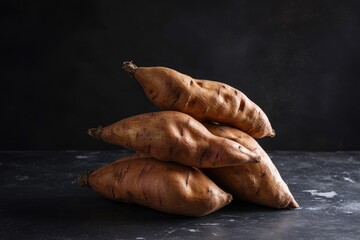 Poster - A pile of sweet potatoes sitting on a table