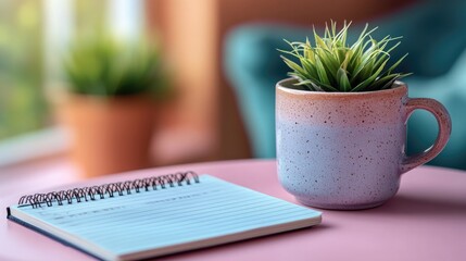 Poster - A cup of coffee and a notebook on a table, great for writing or studying