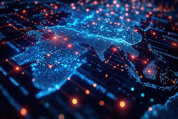 Poster - A map showing various locations with glowing dots indicating points of interest