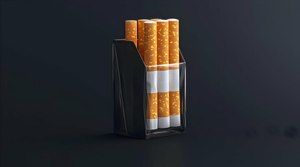 A cigarette package mockup with transparent design, displayed against a simple dark background for clean, modern branding.