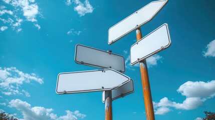 Poster - A collection of street signs mounted on a wooden pole, great for urban-themed designs or illustrations