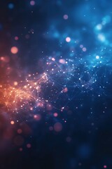 Poster - Abstract digital background with glowing particles and interconnected lines, representing technology, data, and innovation