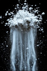Poster - A pile of powder is sprinkled into the air, creating a cloud of white particles
