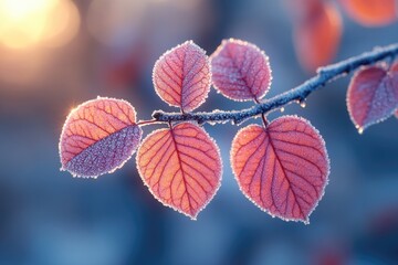 Poster - A close-up shot of a frost-covered branch, perfect for winter-themed images or nature-inspired designs
