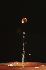 Poster - A single droplet falls into a puddle, creating ripples and reflections
