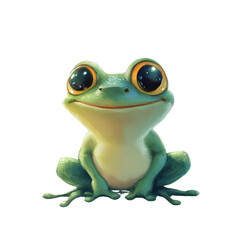 Aufkleber - The image shows a digitally painted cartoon frog with large eyes and a happy expression sitting on a white background.
