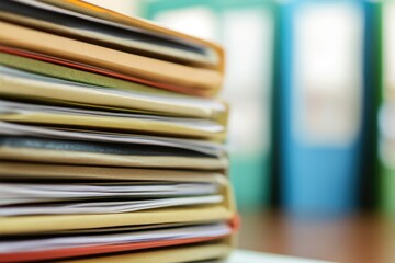 Aufkleber - A stack of folders on a desk