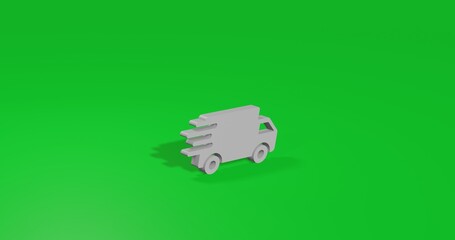 Poster - Isolated realistic white delivery symbol front view with shadow. 3d illustration on green chroma key background