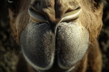 Canvas Print - Close-up shot of a giraffe's nose with distinctive patterns and markings