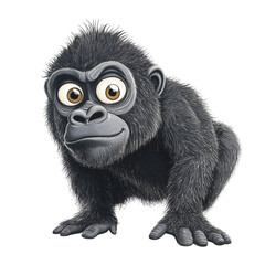 Aufkleber - A charming artistic rendering of a baby gorilla, showcasing its large expressive eyes and playful demeanor.