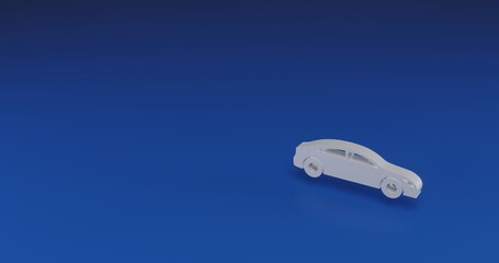 Poster - Isolated realistic white car symbol with shadow. Located on the right side of the scene. 3d illustration on transparent background