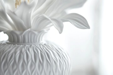 Poster - Close-up shot of a white vase filled with colorful flowers, suitable for decorative purposes or as a symbol