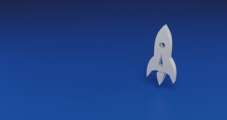 Poster - Isolated realistic white rocket with shadow. Located on the right side of the scene. 3d illustration on transparent background