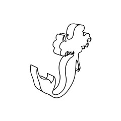 Poster - The outline of a large mermaid symbol is made with black lines. 3D view of the object in perspective. Vector illustration on white background