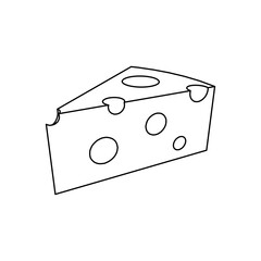 Poster - The outline of a large cheese symbol is made with black lines. 3D view of the object in perspective. Vector illustration on white background