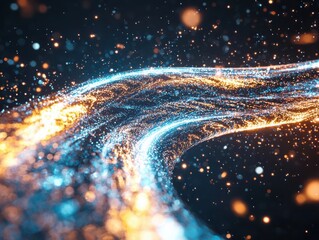 Fototapete - Dynamic visualization of digital data streams abstract space graphic representation colorful particles high-tech environment