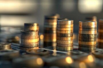Aufkleber - Close-up of stacks of coins on a table