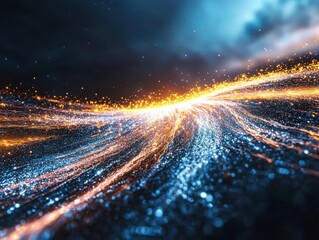 Poster - Dynamic flow of colorful digital data streams in an abstract space environment vivid visual representation of motion