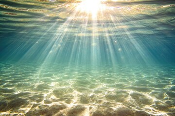 Aufkleber - Sunlight reflecting on calm water surface, suitable for use in nature-inspired designs and concepts