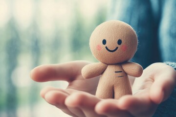 Aufkleber - A person holds a small doll in their hands, a symbol of innocence and childhood